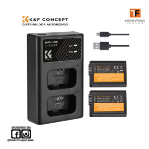 KF28.0015 Kit de batería y cargador dual NP-FW50 de K&F Concept para cámaras Sony seleccionadas