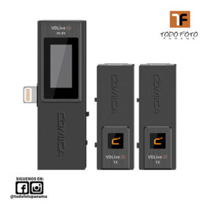 Comica audio vdlive10 mi sistema de micr&oacute;fono inal&aacute;mbrico digital ultracompacto para 2 personas dispositivos lightning ios (negro, 2,4 ghz) vdlive10-mi