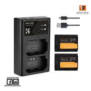 KF28.0016 Kit de batería y cargador dual NP-FZ100 de K&F Concept para cámaras Sony seleccionadas